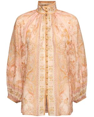 Zimmermann Donna Camicia Acacia Con Manica 3/4 Stampata - Neutro