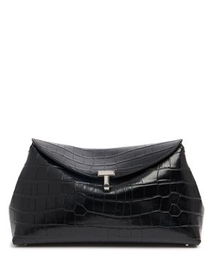 TOTEME Borsa clutch t-lock in pelle stampa coccodrillo - Nero