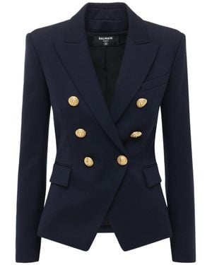 Balmain Blazer doppiopetto in lana - Blu
