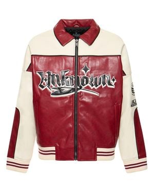 Unknown Racing Team Faux Leather Jacket - Red