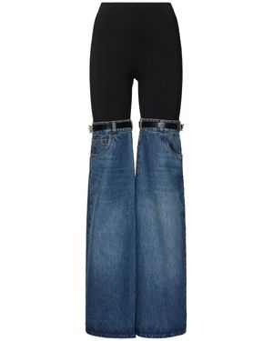 Coperni Mujer Pantalones Acampanados De Denim Y Jersey - Azul