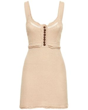 Rabanne Vestito In Cotone Crochet - Neutro