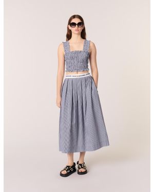 Maje Gingham Maxi Skirt - Purple