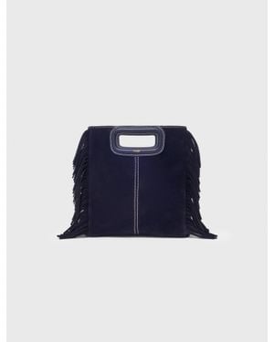 Maje M-Tasche, Abgestepptes Wildleder - Blau