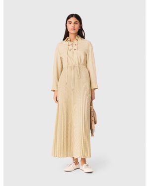 Maje Eyelet Pleated Maxi Dress - Natural