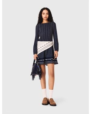 Maje Bandana Print Pleated Dress - Blue