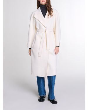 Maje Double-Faced Mid-Length Coat - White