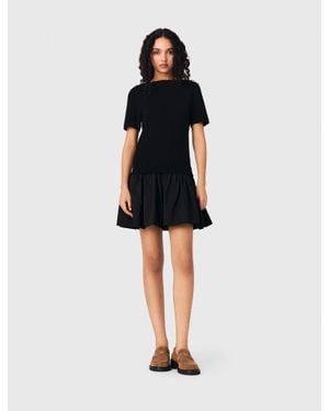 Maje Short Knit And Taffeta Dress - Black