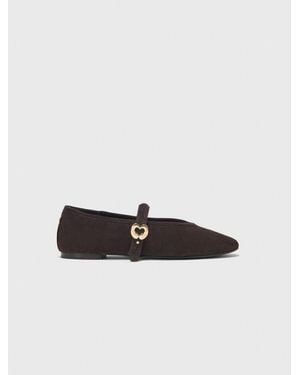 Maje Suede Ballet Flats - White