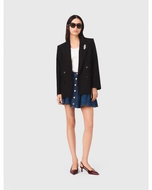 Maje Double-Breasted Jacket - Black