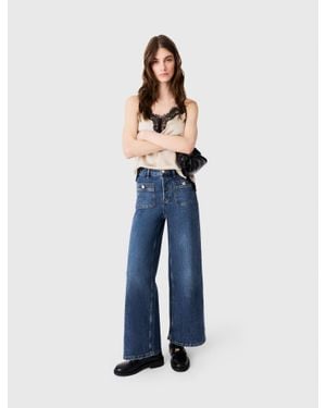 Maje Wide-Leg Jeans With Patch Pockets - Blue