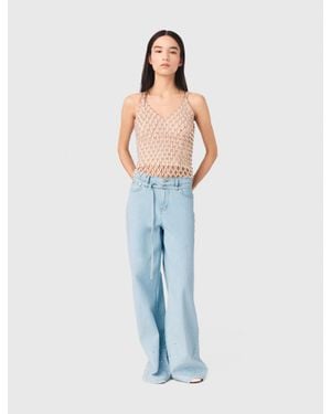 Maje Beaded Top With Lining - Blue