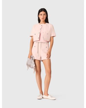 Maje Short-Sleeved Tweed Jacket - White