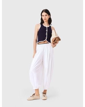 Maje Knit Top With Crochet Trim - White