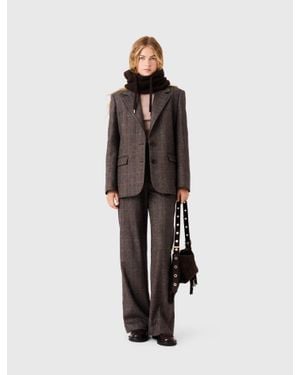 Maje Veste De Tailleur Avec Ceinture - Blanc