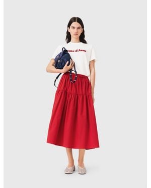 Maje T-Shirt Mit Stickerei - Rot