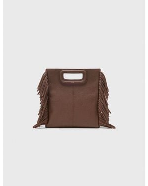 Maje Grained Leather M Bag - Brown