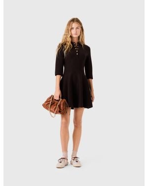 Maje Knit Polo Dress - Black