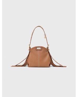 Maje Miss M Micro Stitched Leather Bag - White