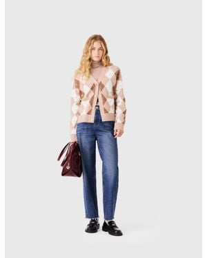 Maje Rhinestone Argyle Cardigan - Blue