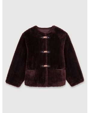 Maje Short Faux Fur Coat - Black
