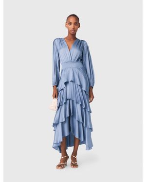 Maje Ruffled Maxi Dress - Blue