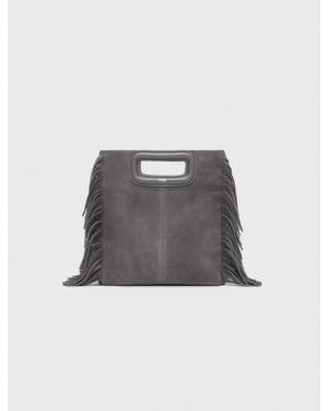 Maje Suede Leather M Bag - Grey