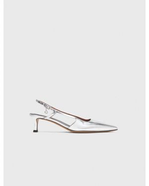 Maje Leather Strappy Heels - White