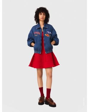 Maje Oversized Embroidered Denim Jacket