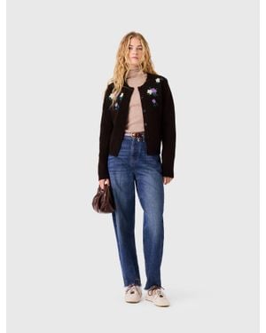 Maje Cardigan With Floral Embroidery - Blue