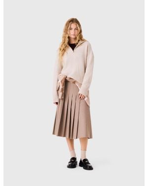 Maje Zip-Neck Cashmere Sweater - White