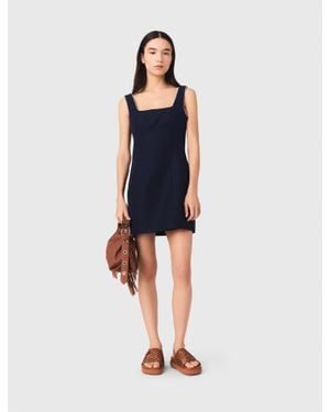 Maje Short Linen-Blend Dress - Blue
