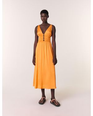 Maje Satin-Look Maxi Dress - Orange
