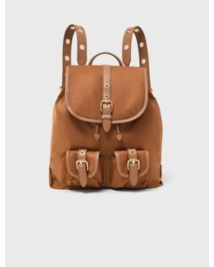Maje Leather And Nylon Backpack - Brown