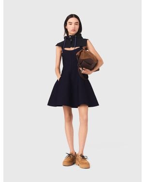 Maje Short Knitted Skater Dress - Blue