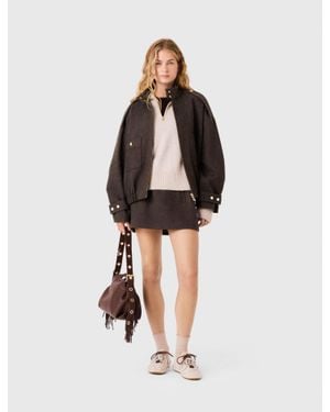 Maje Oversize-Wollblouson - Schwarz