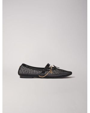 Maje Ballerines En Textile Mesh - Noir