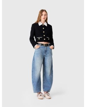 Maje Short Tweed Jacket - Blue