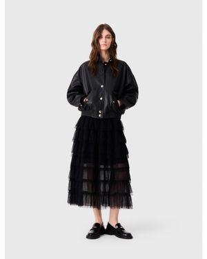 Maje Tulle Midi Skirt - Natural