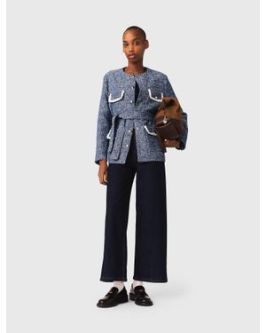 Maje 4-Pocket Tweed Jacket - Blue