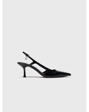 Maje Patent Leather Slingback Court Shoes - White
