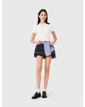 Maje Short-Sleeved Polo With Pockets - Blue