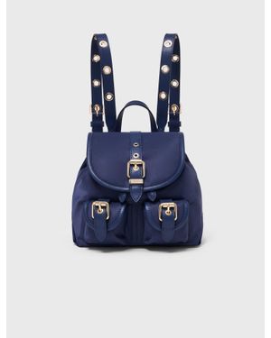 Maje Mini-Rucksack Aus Leder Und Nylon - Blau