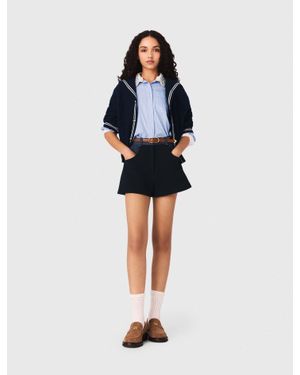 Maje Tweed Shorts With Denim Details - Blue
