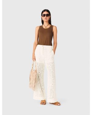 Maje Guipure Lace Trousers - White