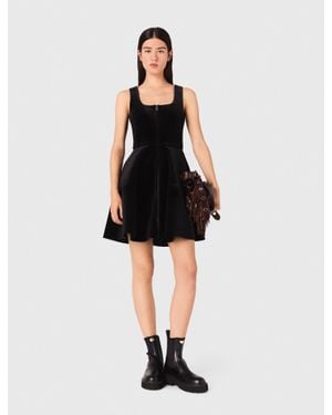 Maje Kurzes Samt-Skaterkleid - Schwarz