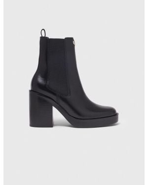 Maje Heeled Leather Chelsea Boots - Black