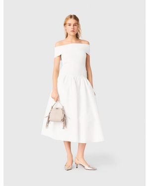 Maje Rib Knit Bardot-Neck Top - White