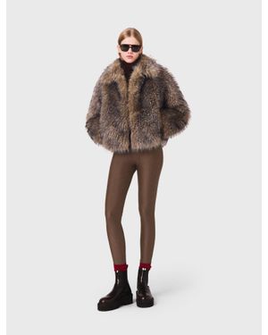 Maje Short Faux Fur Coat - Multicolour