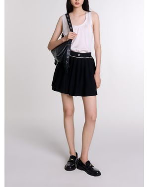 Maje Pleated Knit Short Skirt - Black